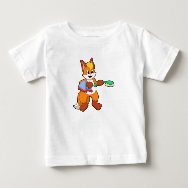 Fox mit Handtuch und Brush Baby T-shirt (Vorderseite)