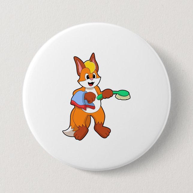 Fox mit Handtuch und Brush Button (Vorderseite)