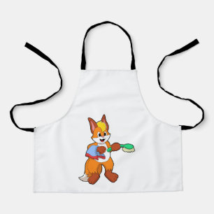 Fox mit Handtuch und Brush Schürze