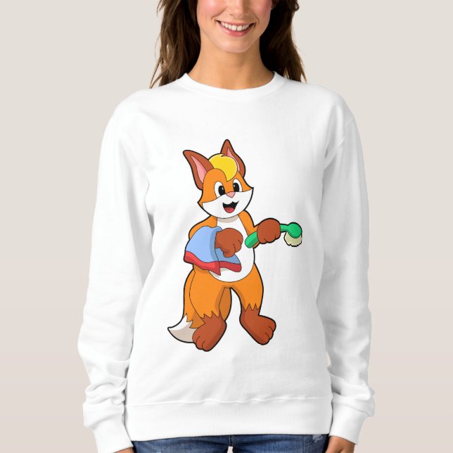 Fox mit Handtuch und Brush Sweatshirt (Vorderseite)