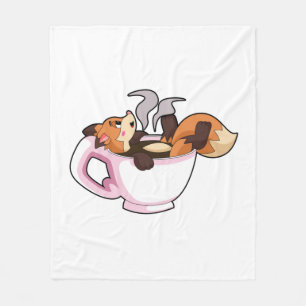 Fox mit Kaffee-Cup Fleecedecke