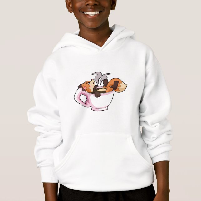 Fox mit Kaffee-Cup Hoodie (Vorderseite)