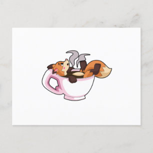 Fox mit Kaffee-Cup Postkarte