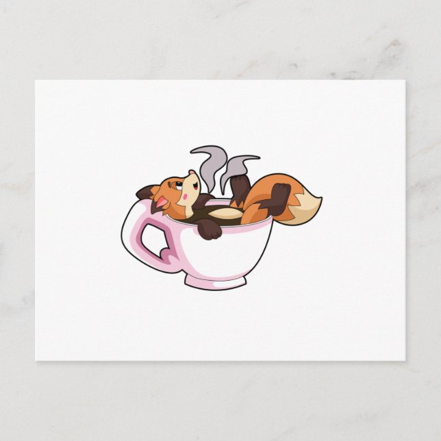 Fox mit Kaffee-Cup Postkarte (Vorderseite)