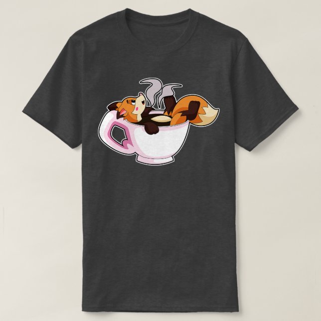 Fox mit Kaffee-Cup T-Shirt (Design vorne)