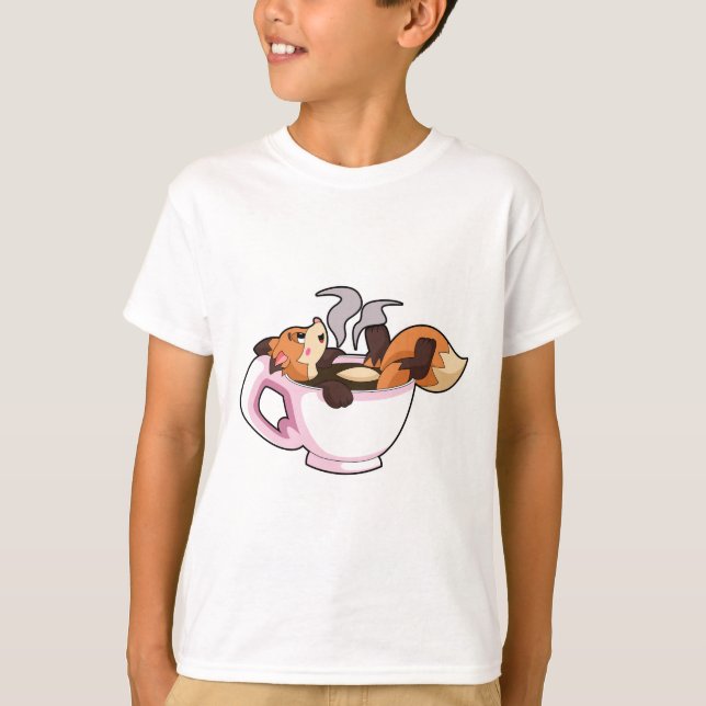 Fox mit Kaffee-Cup T-Shirt (Vorderseite)