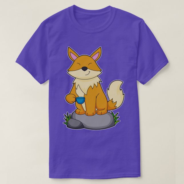 Fox mit Kaffeetasse 1 T-Shirt (Design vorne)
