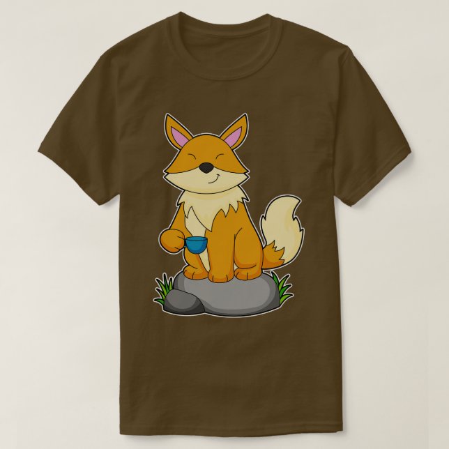 Fox mit Kaffeetasse 1 T-Shirt (Design vorne)