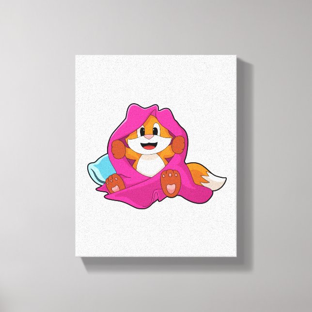 Fox mit Kissen und Decken Leinwanddruck (Vorderseite)