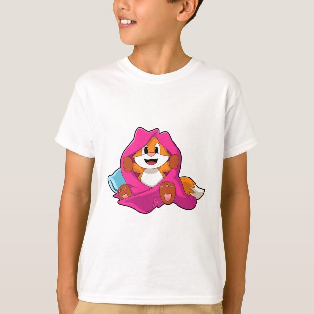Fox mit Kissen und Decken T-Shirt (Vorderseite)