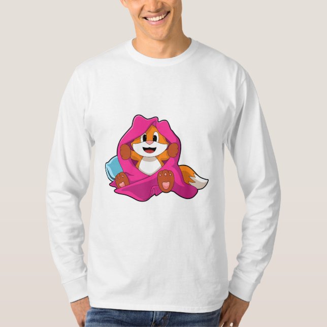 Fox mit Kissen und Decken T-Shirt (Vorderseite)