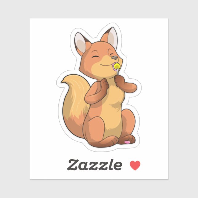 Fox mit Lollipop Aufkleber (Blatt)