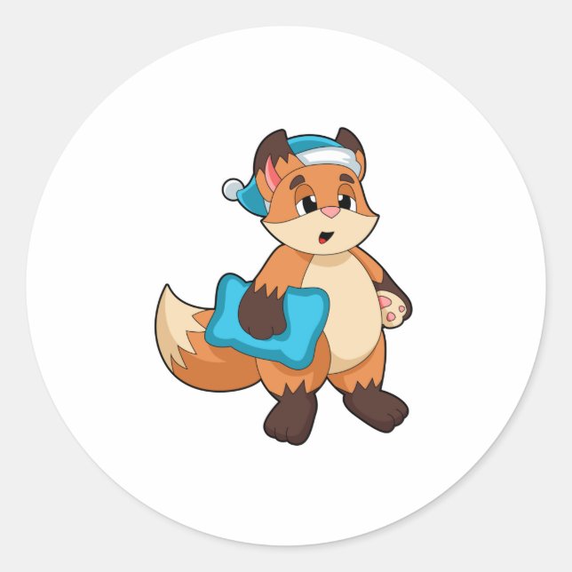 Fox mit Nightcap Runder Aufkleber (Vorderseite)