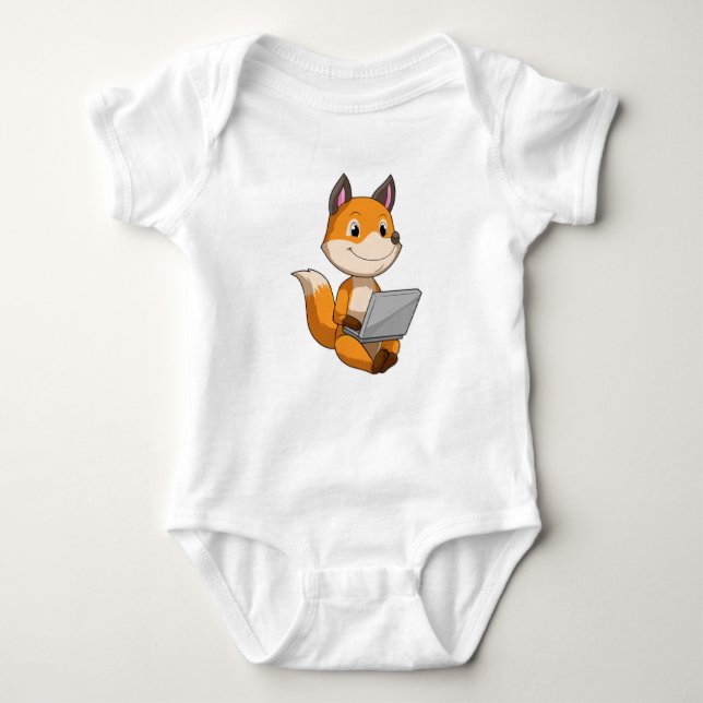 Fox mit Notebook Baby Strampler (Vorderseite)