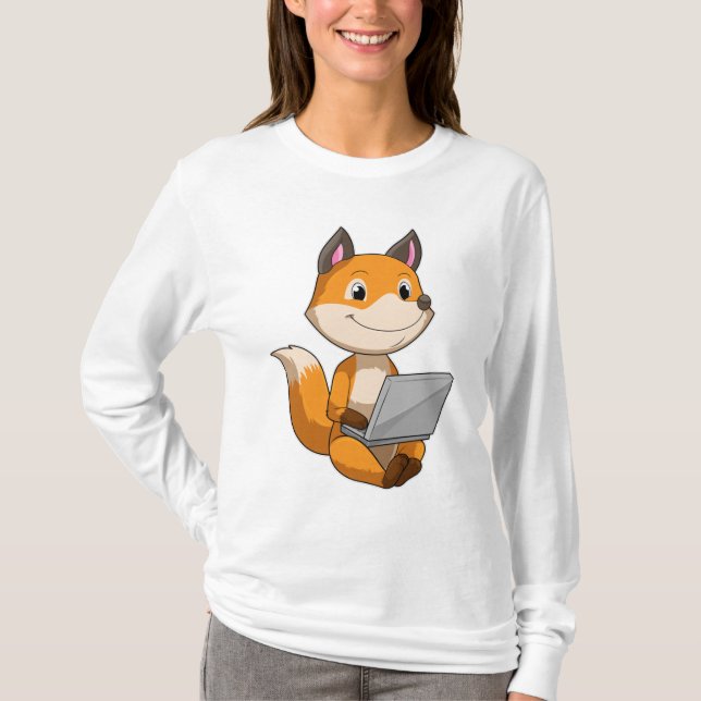 Fox mit Notebook T-Shirt (Vorderseite)