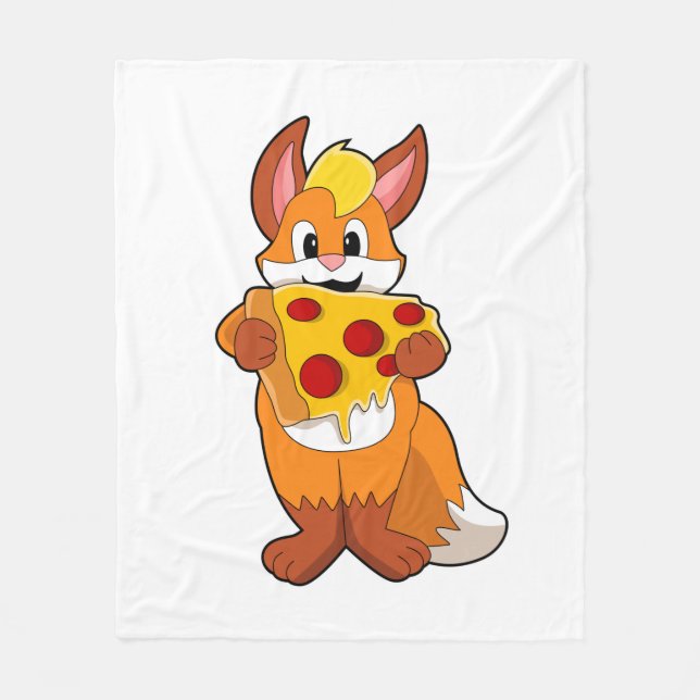 Fox mit Pizza Fleecedecke (Vorderseite)