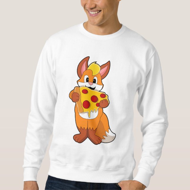 Fox mit Pizza Sweatshirt (Vorderseite)
