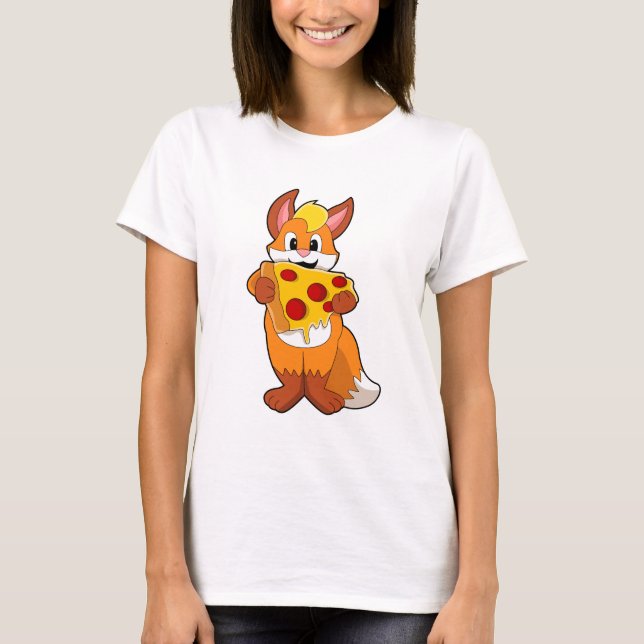 Fox mit Pizza T-Shirt (Vorderseite)