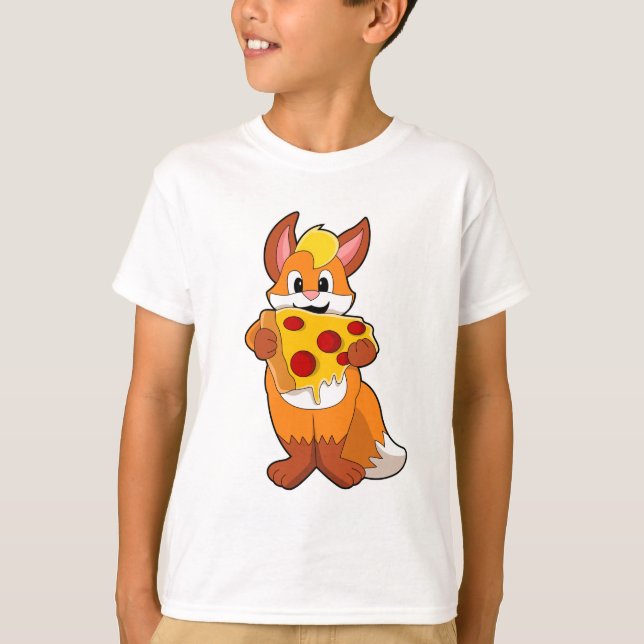 Fox mit Pizza T-Shirt (Vorderseite)
