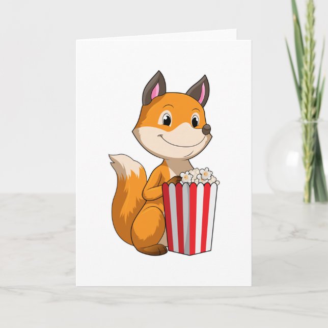 Fox mit Popcorn Karte (Vorderseite)