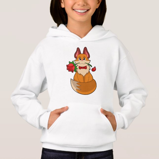 Fox mit Rose Blume Hoodie (Vorderseite)