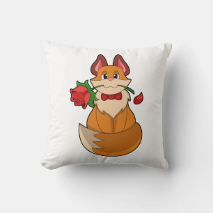 Fox mit Rose Blume Kissen