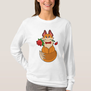 Fox mit Rose Blume T-Shirt