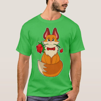 Fox mit Rose Blume T-Shirt