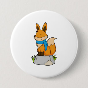 Fox mit Scarf auf Rock Button