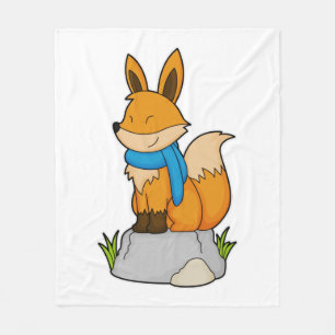 Fox mit Scarf auf Rock Fleecedecke