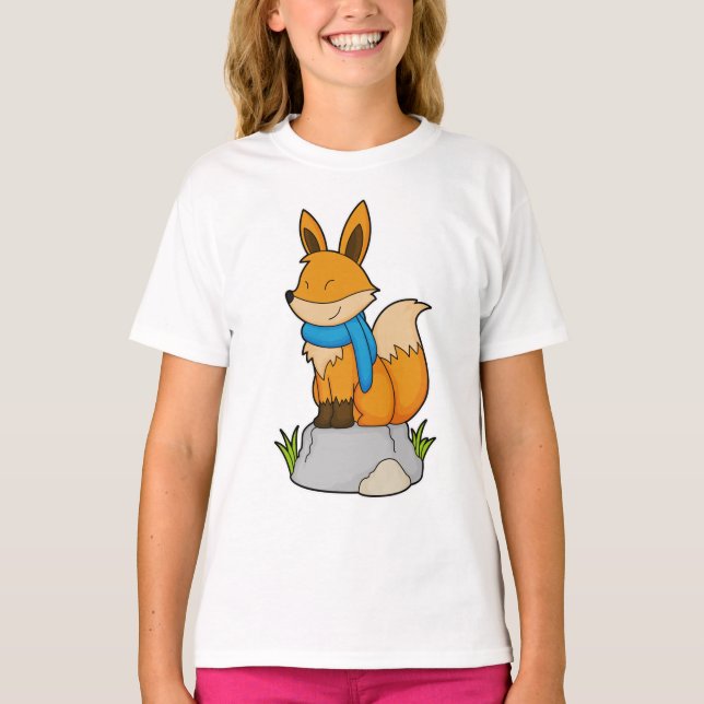 Fox mit Scarf auf Rock T-Shirt (Vorderseite)