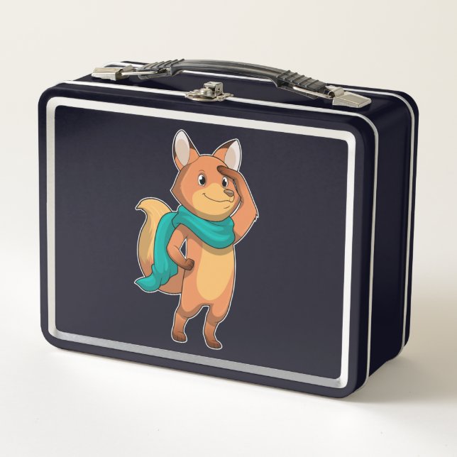 Fox mit Scarf Metall Brotdose (Vorderseite)