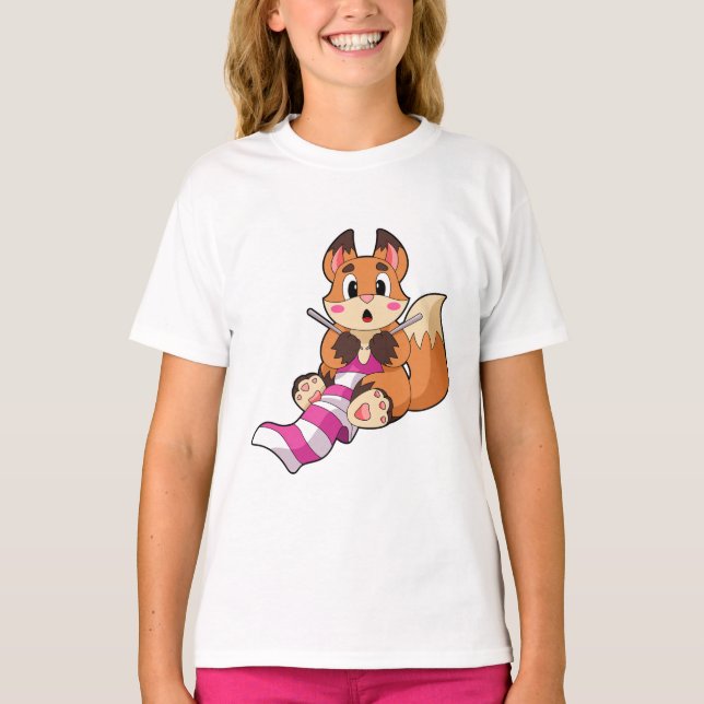 Fox mit Scarf T-Shirt (Vorderseite)