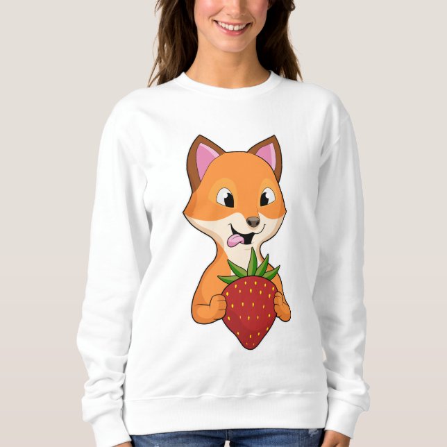 Fox mit Strawberry Sweatshirt (Vorderseite)
