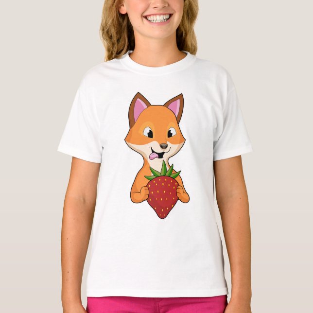 Fox mit Strawberry T-Shirt (Vorderseite)