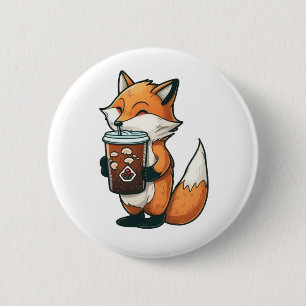 Fox mit Tasse Button