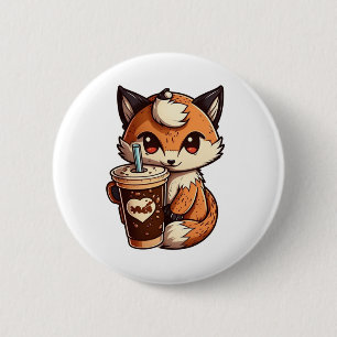 Fox mit Tasse Button