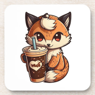 Fox mit Tasse Getränkeuntersetzer