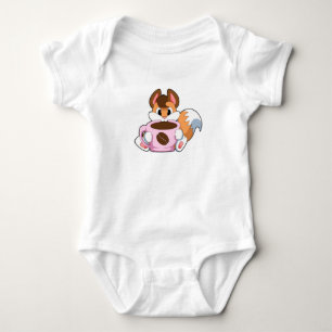 Fox mit Tasse Kaffee Baby Strampler