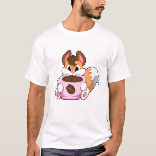 Fox mit Tasse Kaffee T-Shirt