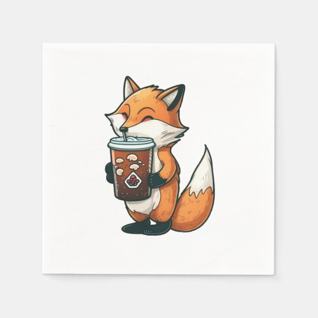 Fox mit Tasse Serviette (Vorderseite)