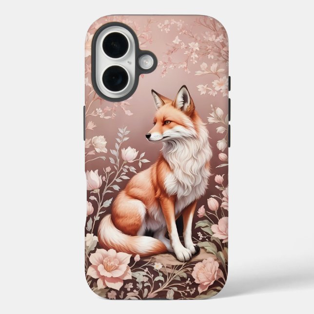 Fox mit traumhaft rosa Blüte iPhone 16 Hülle (Rückseite)