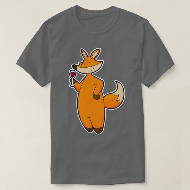 Fox mit Weinglas T-Shirt (Design vorne)
