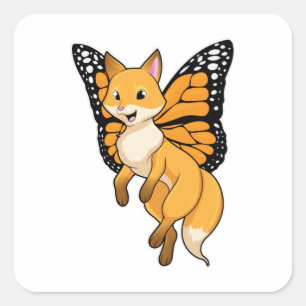 Fox mit Wing Quadratischer Aufkleber