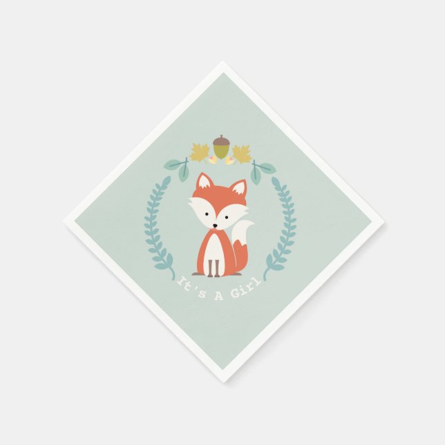 Fox Modern Girl Baby Dusche Napkins Serviette (Ecke)
