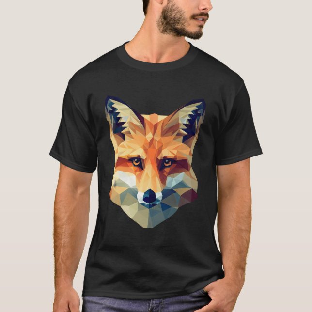 Fox Modern Polygon Style Animal T-Shirt (Vorderseite)