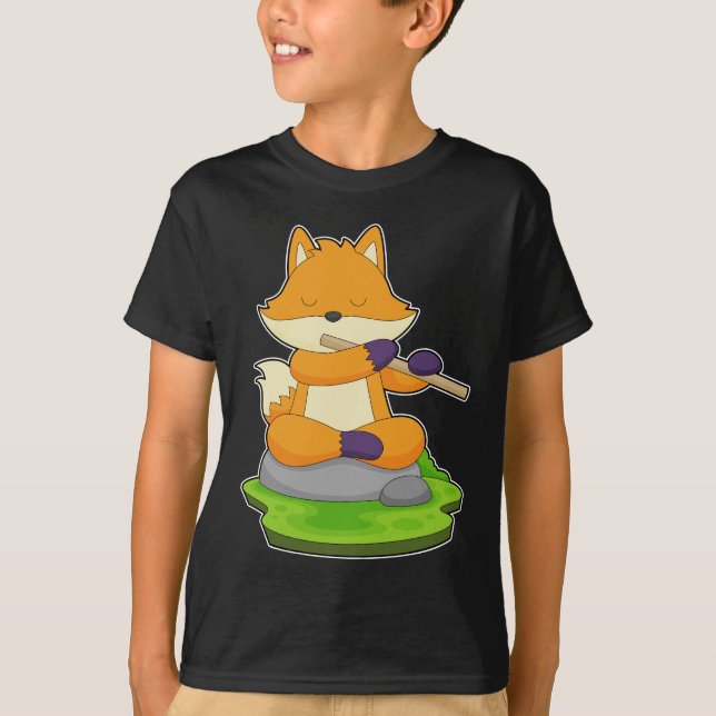 Fox Musician Flute Music T-Shirt (Vorderseite)