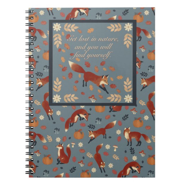 Fox-Muster-Notebook in weichen Herbstfarben Notizblock (Vorderseite)