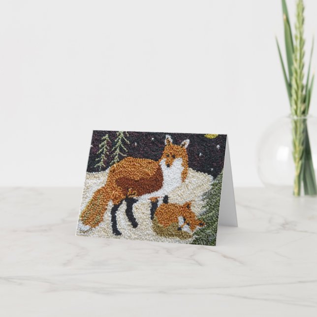 Fox Mutter und Cub Notecard Karte (Vorderseite)