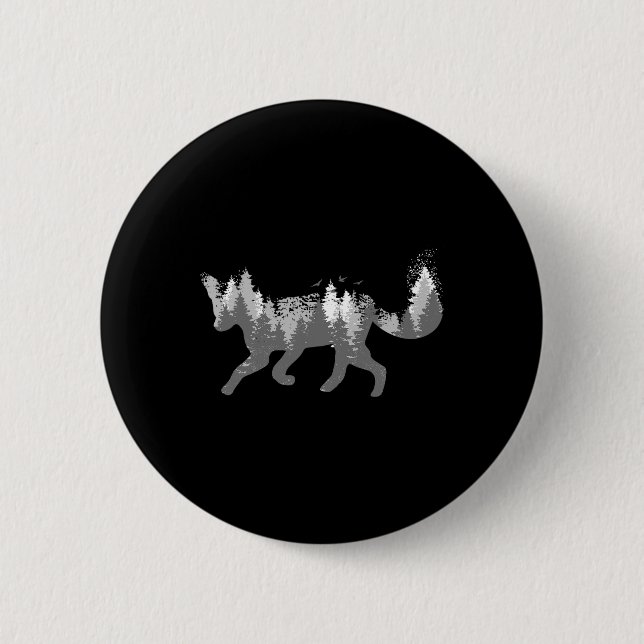 Fox Nature Outdoor Wandern Camping Jagd Geschenk Button (Vorderseite)